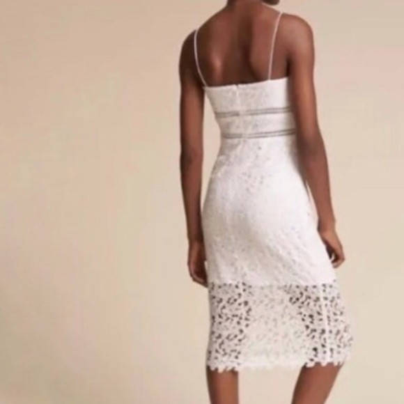 New BHLDN Alessa 12 / Lg White Allover Floral Lace Wedding Bridal Midi Dress - Picture 4 of 9